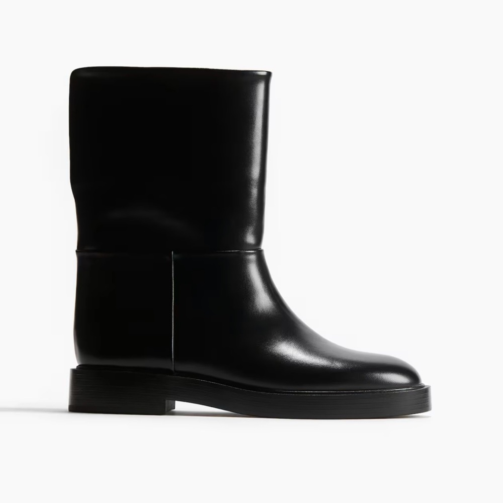 Black Leather Women's Boots H&M